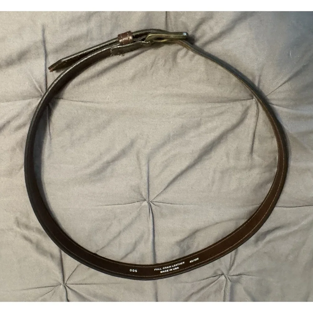 Men's Brown Leather Belt Size 42 Made In U.S.A.